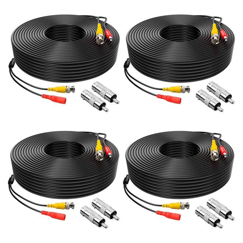 ABLEGRIDÂ® 4 Pack 100ft bnc Video Power Cable Security Camera Cable Wire Cord for CCTV dvr Surveillance System (Included 2X BNC to RCA connectors with Each Cable) - Image 1